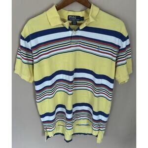Vintage Polo Ralph Lauren Polo Shirt Mens L Multicolor Striped 100% Cotton 90s